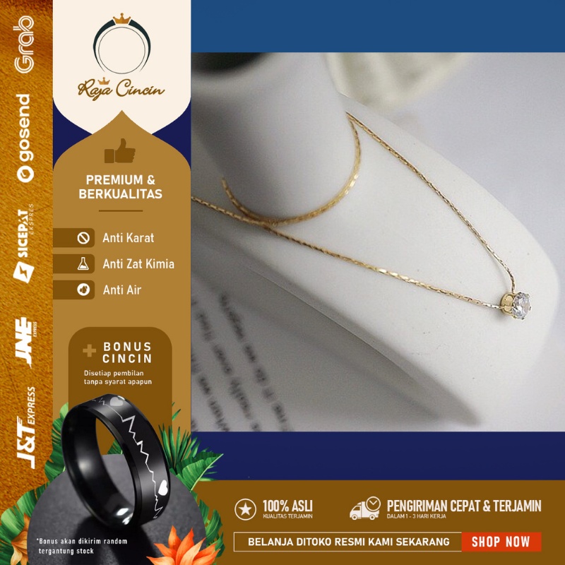 Kalung Titanium Wanita Artis Nagita Anti Karat  Asli Cewek Korea Elegan Mewah Premium 0005D2