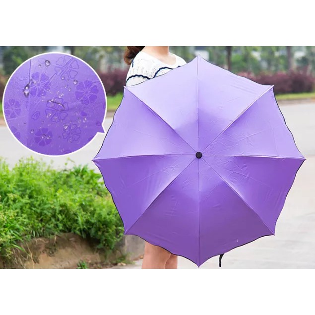 Payung Lipat 3D 3 Dimensi Magic Umbrella Payung Ajaib Timbul Motif Berubah Warna Motif Anti UV Lapis Hitam Gelombang