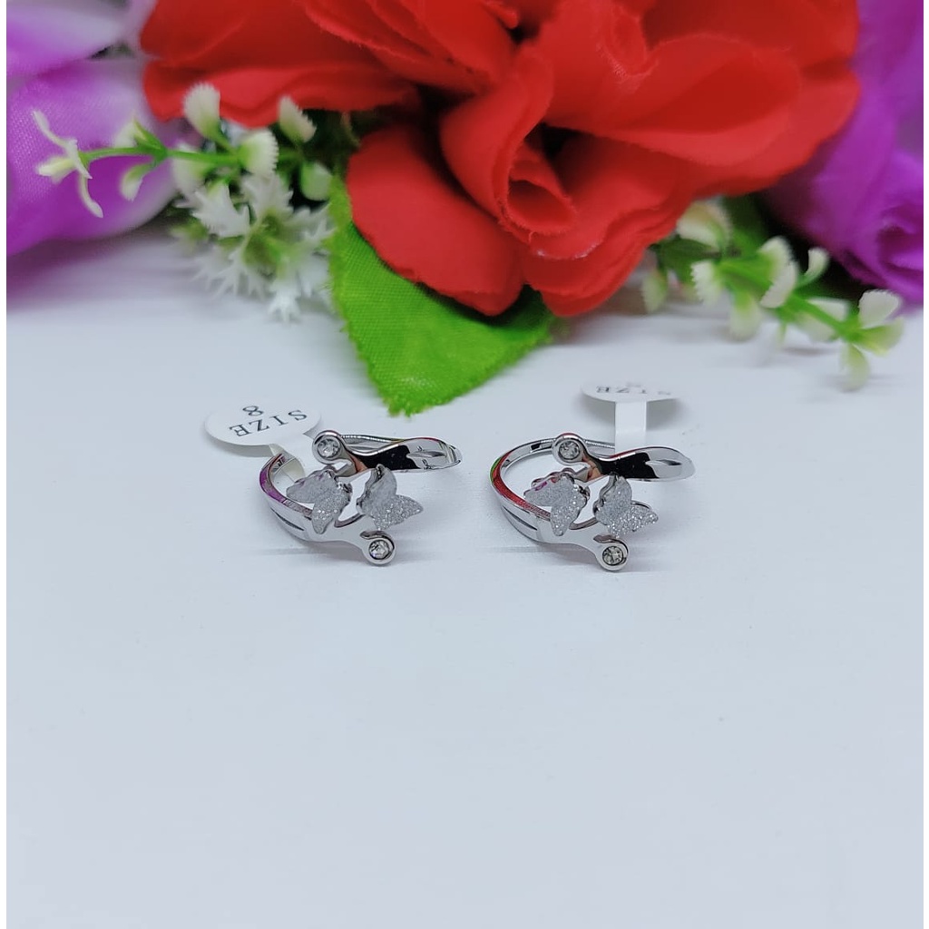 Titanium cincin kupu-kupu permata fashion jewellery 0242-0244