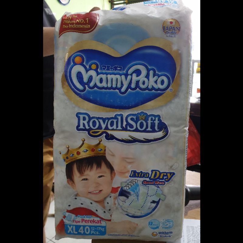 Pampers/Popok Bayi Mamypoko Royal Soft Extra Dry Tipe Perekat Uk XL 40 pcs