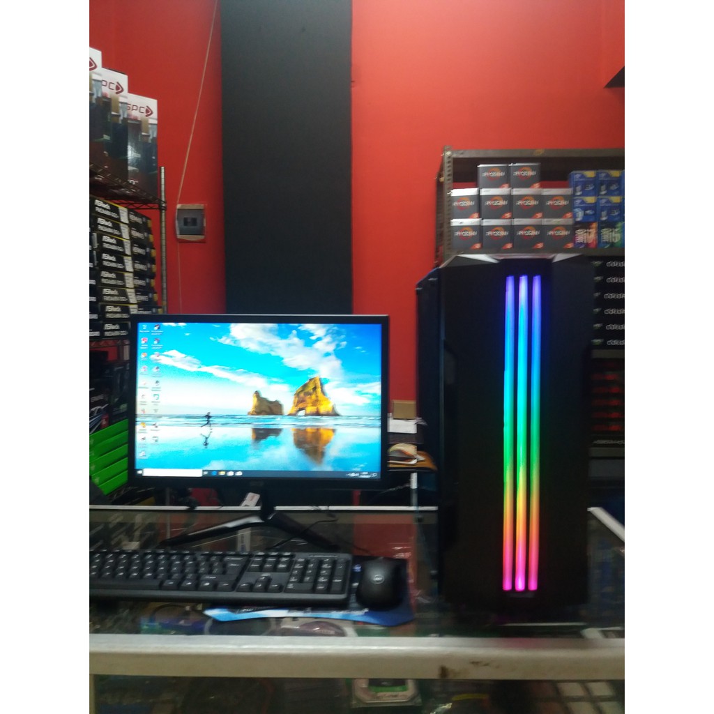 PC gaming Core i5 ram 8 Gb vga 2 Gb ssd 120 Gb LED 19&quot; lengkap