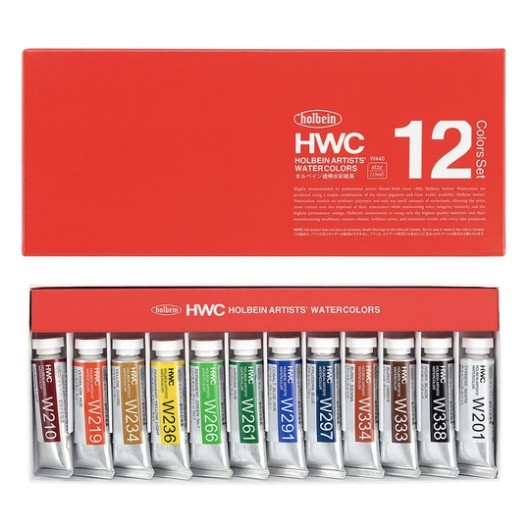 Holbein Artists' Watercolours 12 colour set 15ml