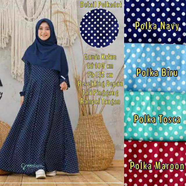 (1KG = 6PCS) JUMBO GAMIS KATUN MOTIF MONALISA BUSUI MOTIF POLKADOT - KOTAK TARTAN SQUARE