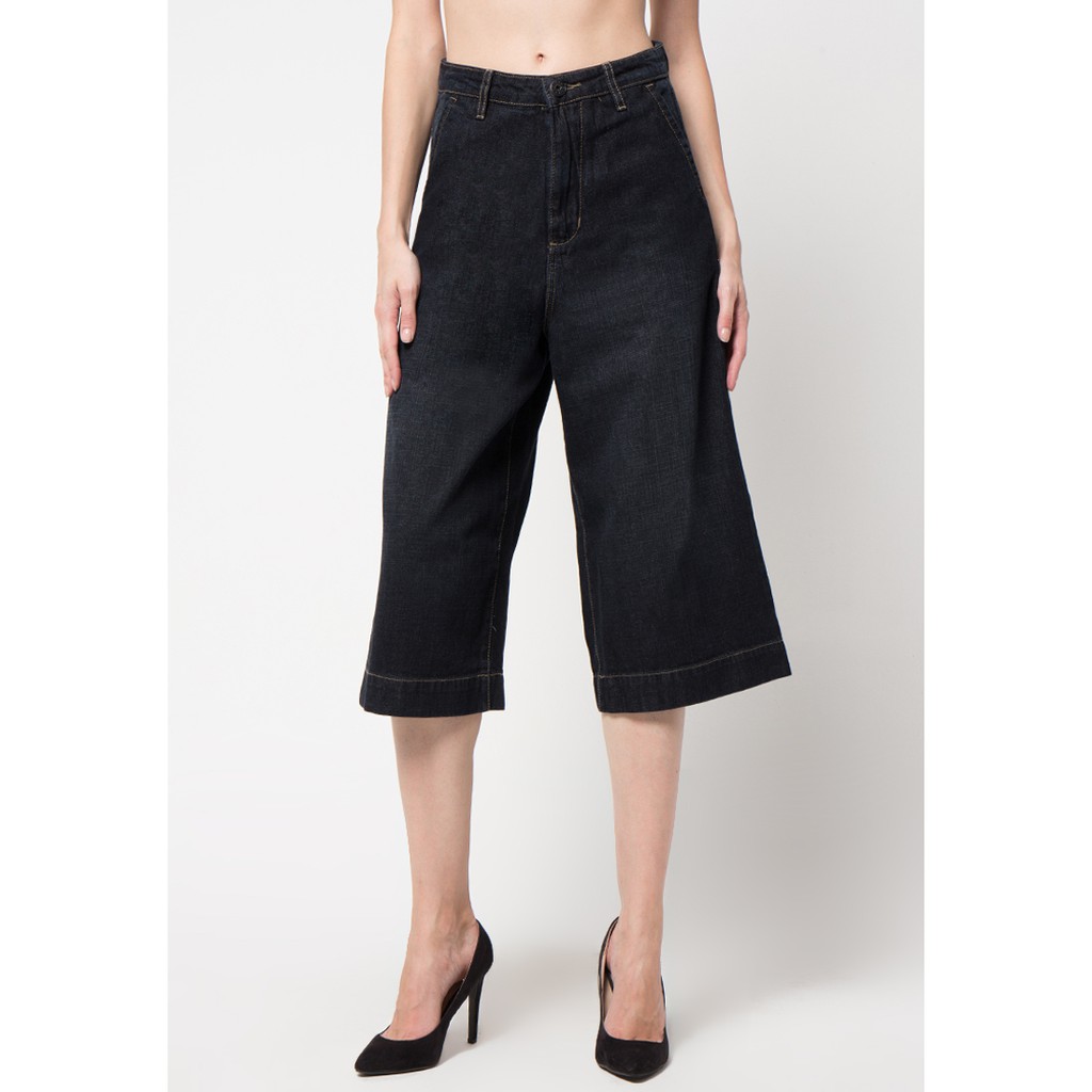 POINT ONE Celana Dizzy Kulot Jeans Black Bawahan Wanita