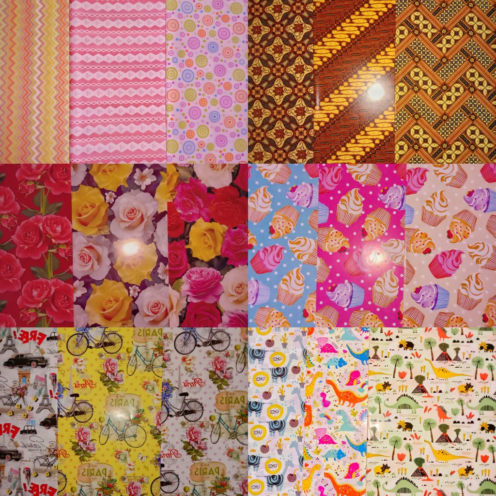 

(Minimal 6 pcs) Kertas kado (48x68cm) Kertas Kado Murah Motif Campur