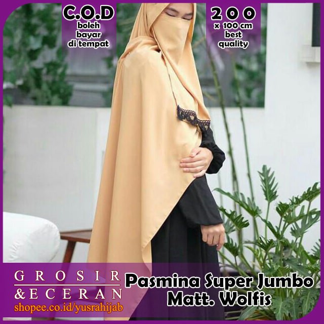 Pashmina Wolfis Super Jumbo 200 x 100 cm Pasmina Woolpeach Syari Premium Ala Malay Exclusive-3