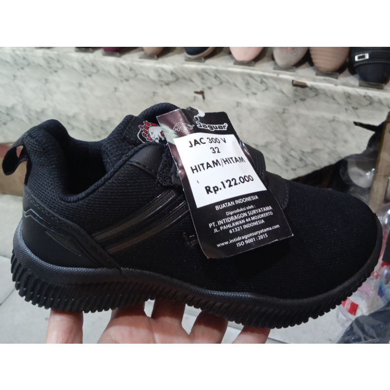 Sepatu sekolah anak jaguar pro att ukuran 30-33 model perekat sepatu sekolah TK,SD warna hitam