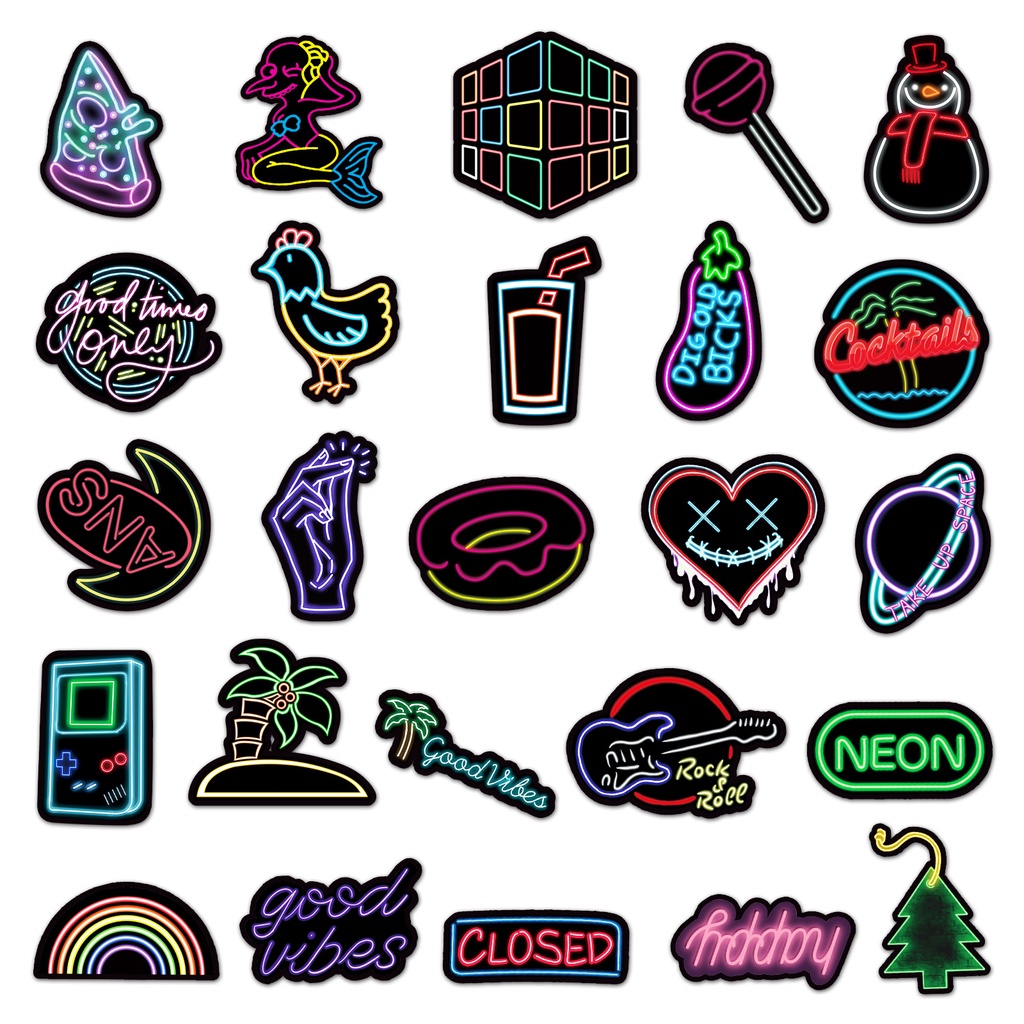 Zhang neon grafiti stiker kepribadian warna-warni stiker DIY Jurnal buku skateboard air Piala bagasi