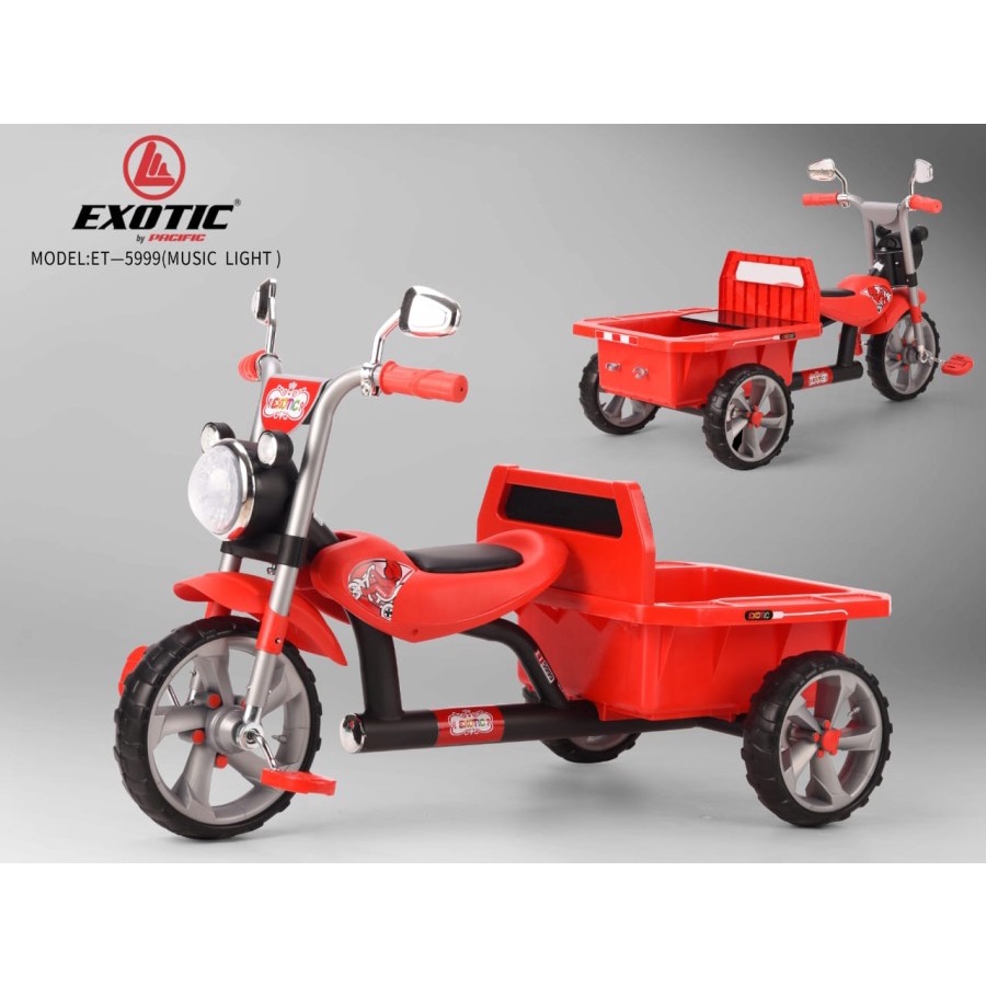 Sepeda Anak Bayi Balita Dorong Roda 3 Tricycle Exotic ET5999 Music Light Ban Eva By Pacific-2