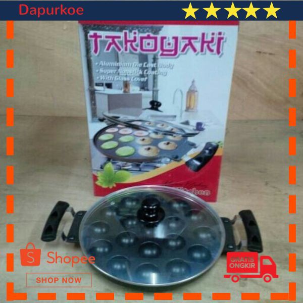 Terlaris CETAKAN KUE TAKOYAKI TEFLON 19 LUBANG TEBAL Elegan