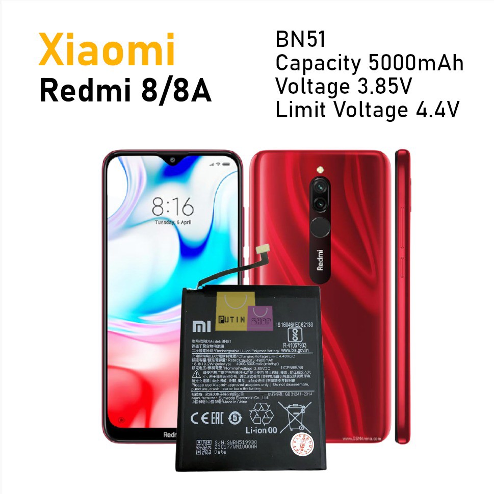 (P) Baterai batre battery batere Xiomi Redmi 8A / BN51