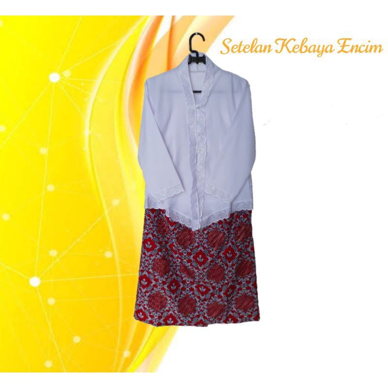 Setelan Kebaya Anak Putih Merah / kebaya encim / Setelan Kebaya Anak Sekolah Putih Merah Sekolah TK 
