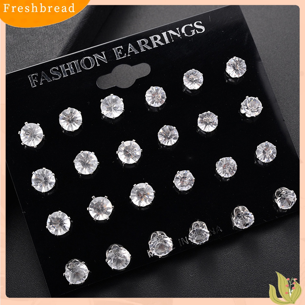 [TERLARIS]12/6 Pairs Classic Rose Shape Cubic Zirconia Stud Earrings Women Jewelry Set