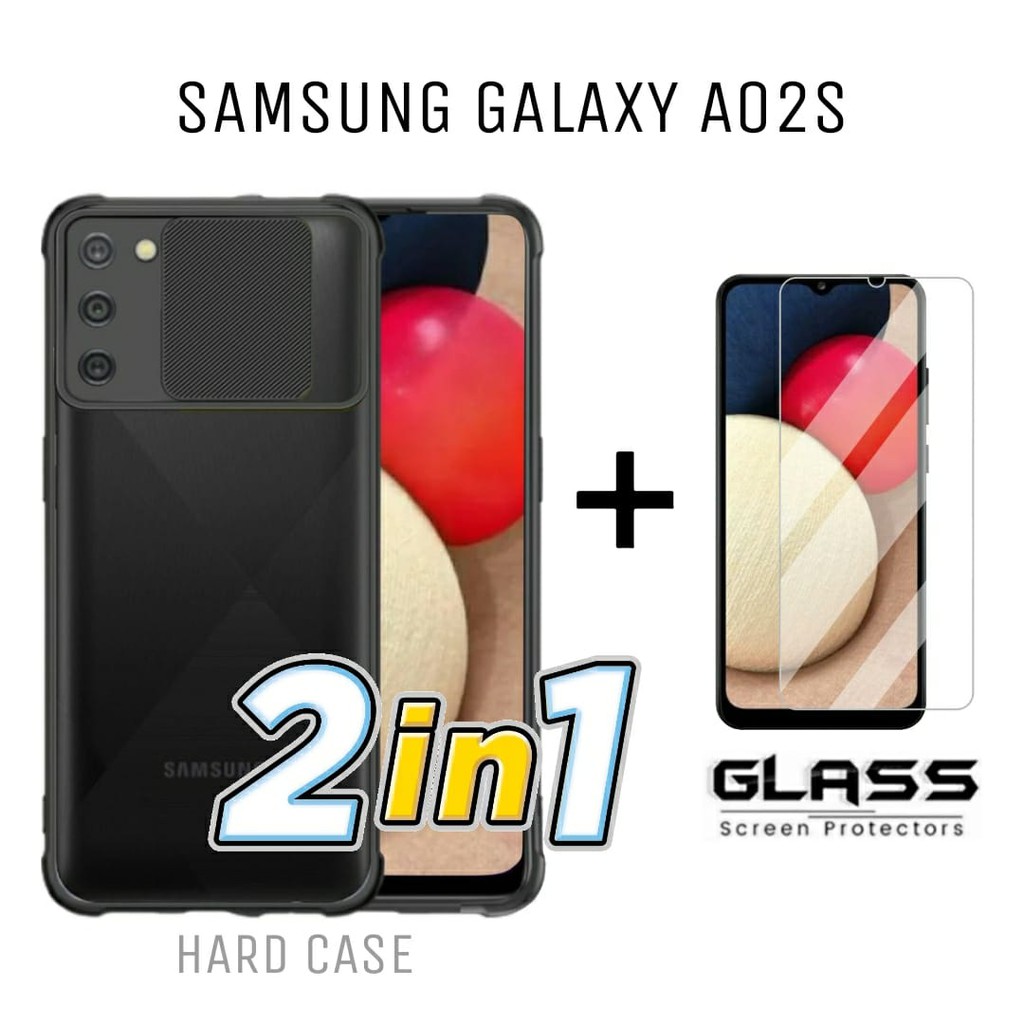 Promo Case SAMSUNG GALAXY A02S Paket 2in1 Hard Case Fusion Sliding Free Tempered Glass Layar