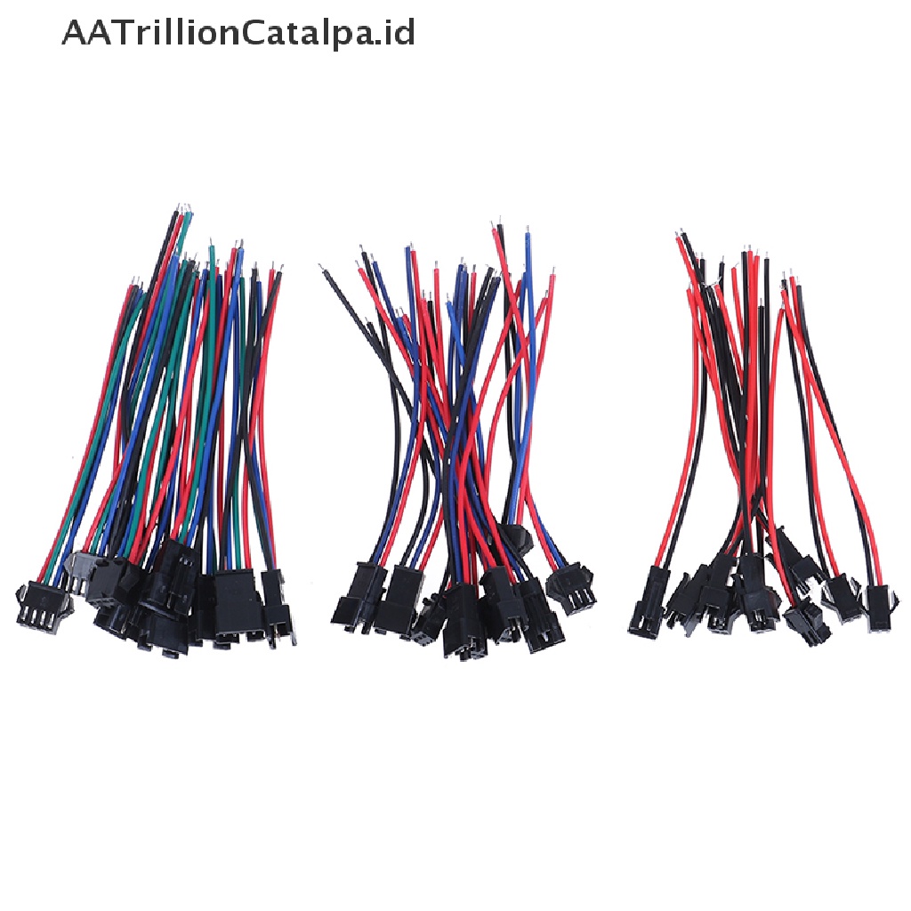 (AATrillionCatalpa) 5 Pasang Konektor Kabel SM 2Pin 3Pin 4Pin Male &amp; Female 20cm Untuk Lampu Strip LED