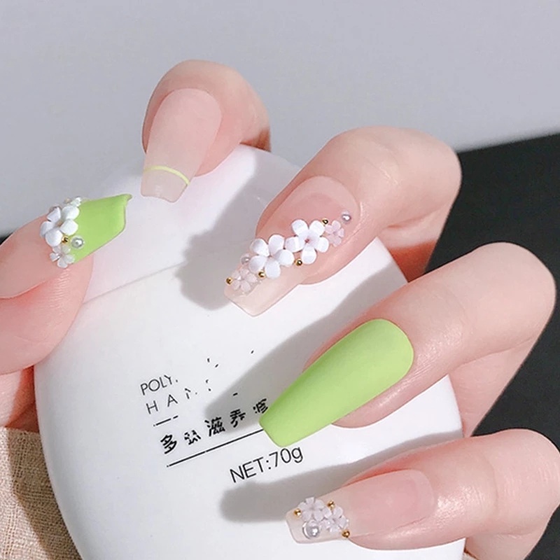 6 Grid / Kotak Stiker Kuku 3D Bentuk Kelopak Bunga Dapat Berubah Warna Untuk Dekorasi Nail Art
