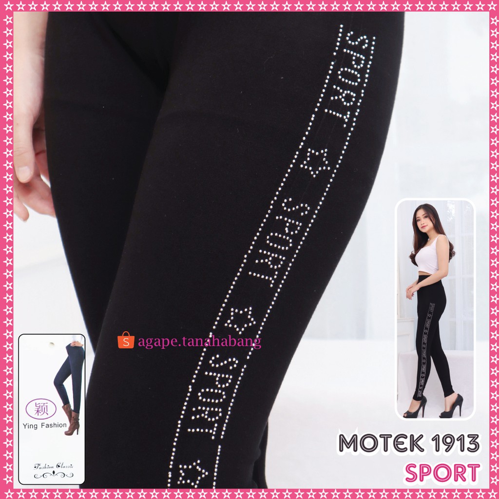 Legging Motek Samping 1913 SPORT / Legging motek wanita / legging panjang wanita / legging fashion