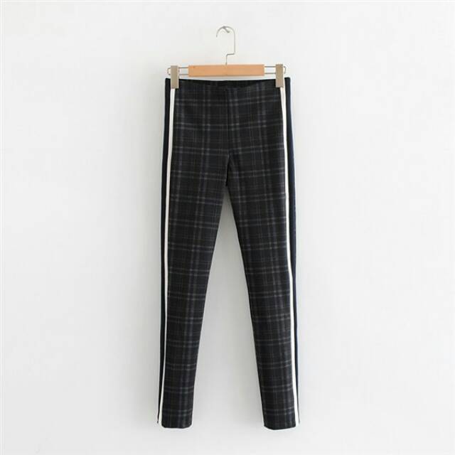 black plaid joggers