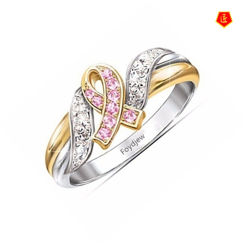 [Ready Stock]Creative 18K Gold Pink Diamond Ring