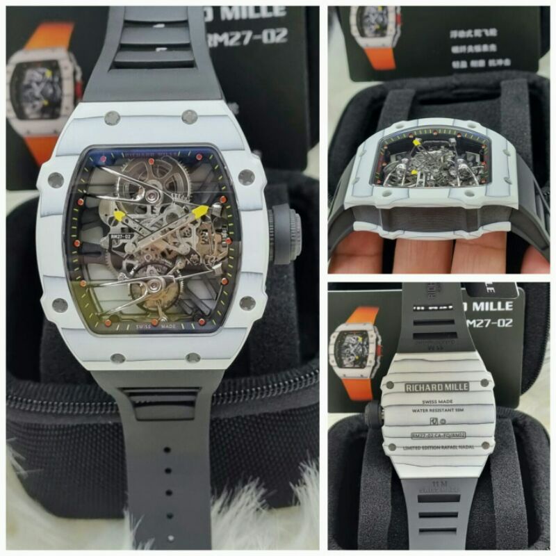 jam tangan pria rm 27 automatic mesin swiss rmf body carbon strap kanfas kualitas ori