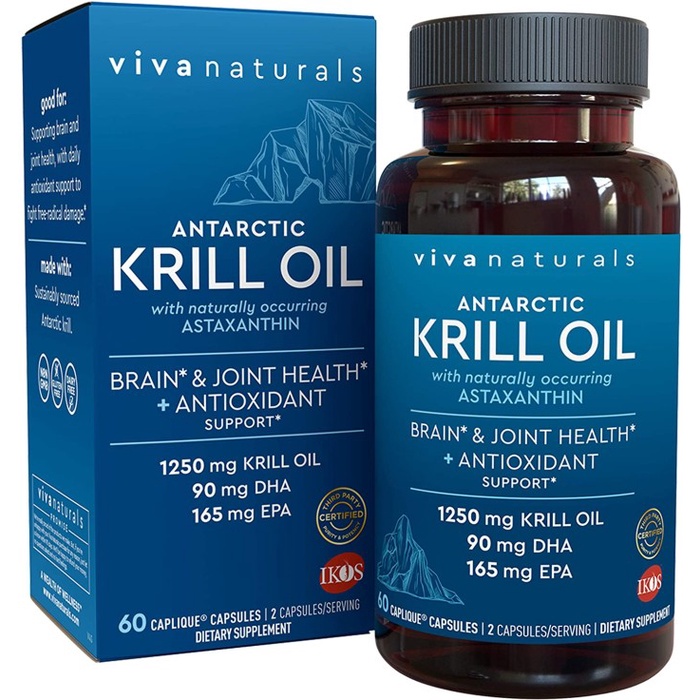 VIVA NATURALS Antarctic Krill Oil with Naturally Occurring Astaxanthin, 60 Capsules