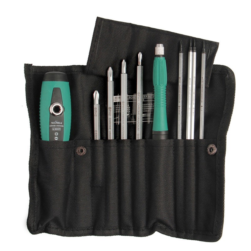 Obeng Set Reparasi 10 in 1 - 8028 - Green