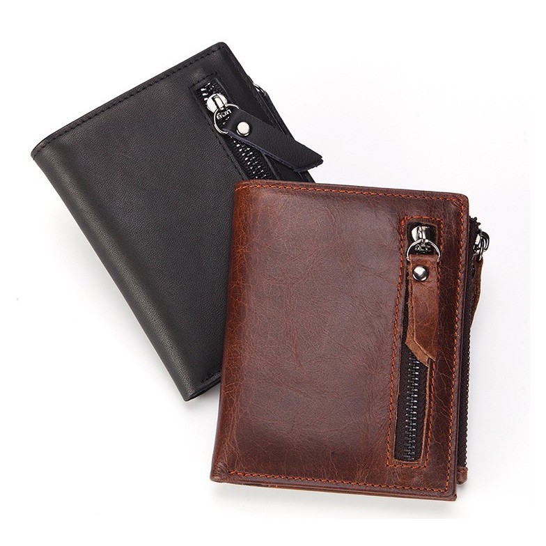 DOMPET UANG KULIT ASLI 100% UNTUK PRIA RESLETING TEBAL WALLET PURSE