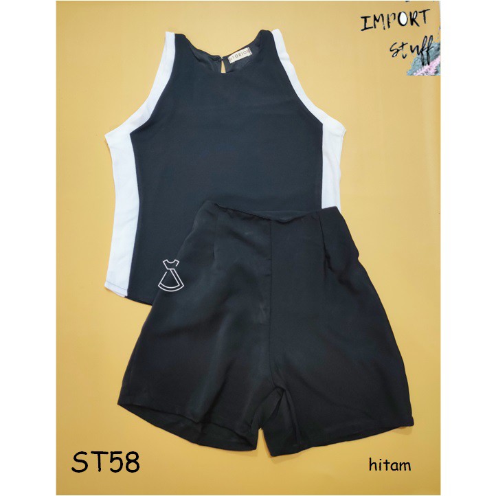 ST58 - SETELAN BASIC WANITA CELANA PENDEK SETELAN CASUAL