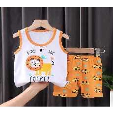 ( zwq ) TL001-007 Setelan Anak 0-6 Tahun Setelan Bayi Piyama Baju Tanpa Lengan + Celana Pendek