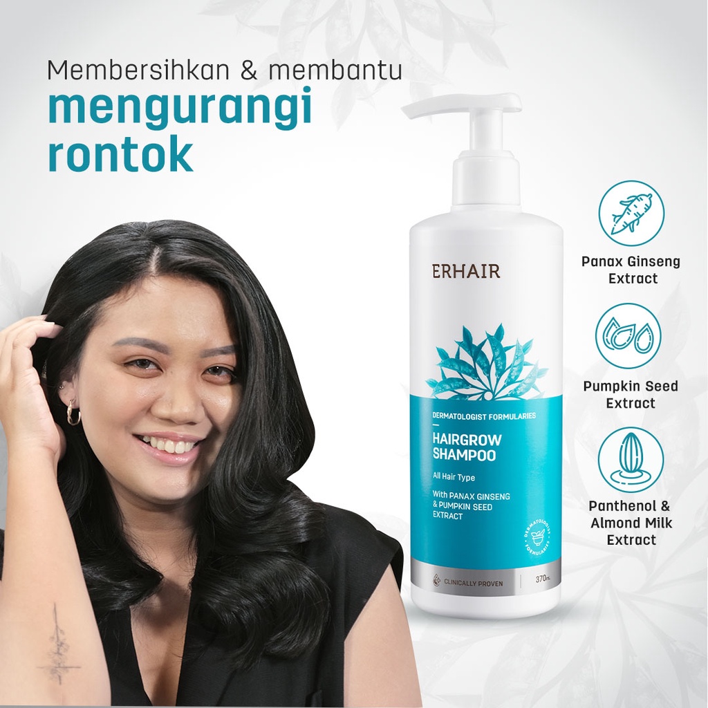 ERHAIR HairGrow Shampoo with Panax Ginseng & Pumpkin Seed Extract 370 ml - Shampoo Rambut Rontok-1