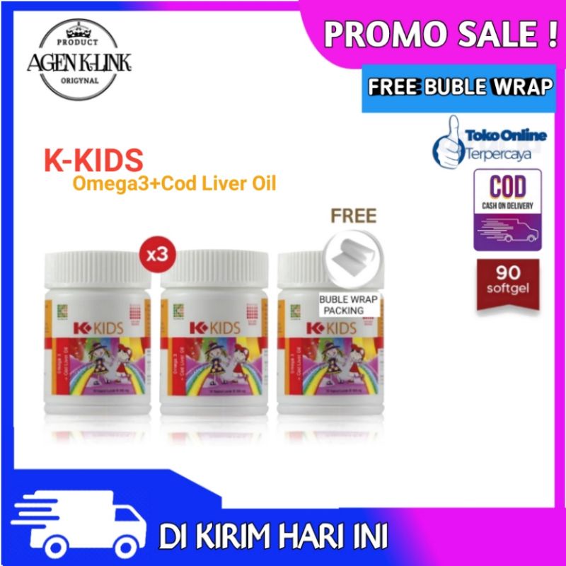 K-KIDS OMEGA 3 MINYAK IKAN 3-BOTOL ORIGINAL K LINK k kids vitamin Minyak ikan untuk anak penambah na