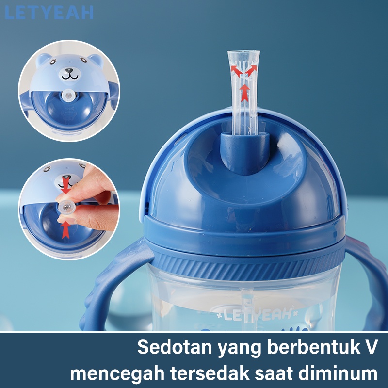 Letyeah Botol minum anak bayi training cup/baby cup dengan pegangan tangan dan sedotan/BPA FREE