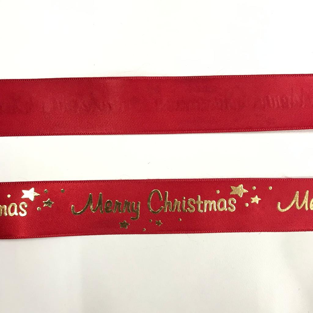 PITA KADO | PITA HAMPERS | PITA MERRY CHRISTMAS PRINTING EMAS JUAL PER YARD ( 1.5 CM &amp; 2.5)