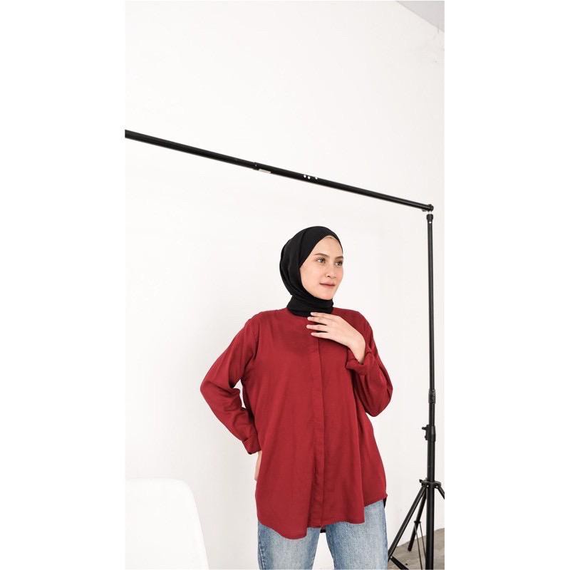 Kemeja Miskha / Kemeja Basic Polos Wanita /Kemeja Rayon