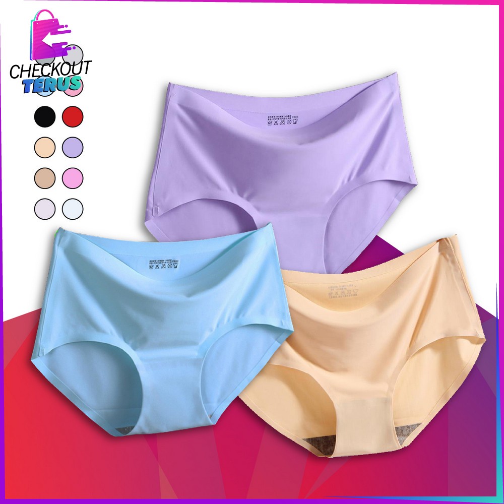 CT P38 CD Seamless Wanita Polos Celana Dalam Seamless CD Cewek Tanpa Jahitan Ice Silk Panties Underwear Celana Dalam Polos Wanita