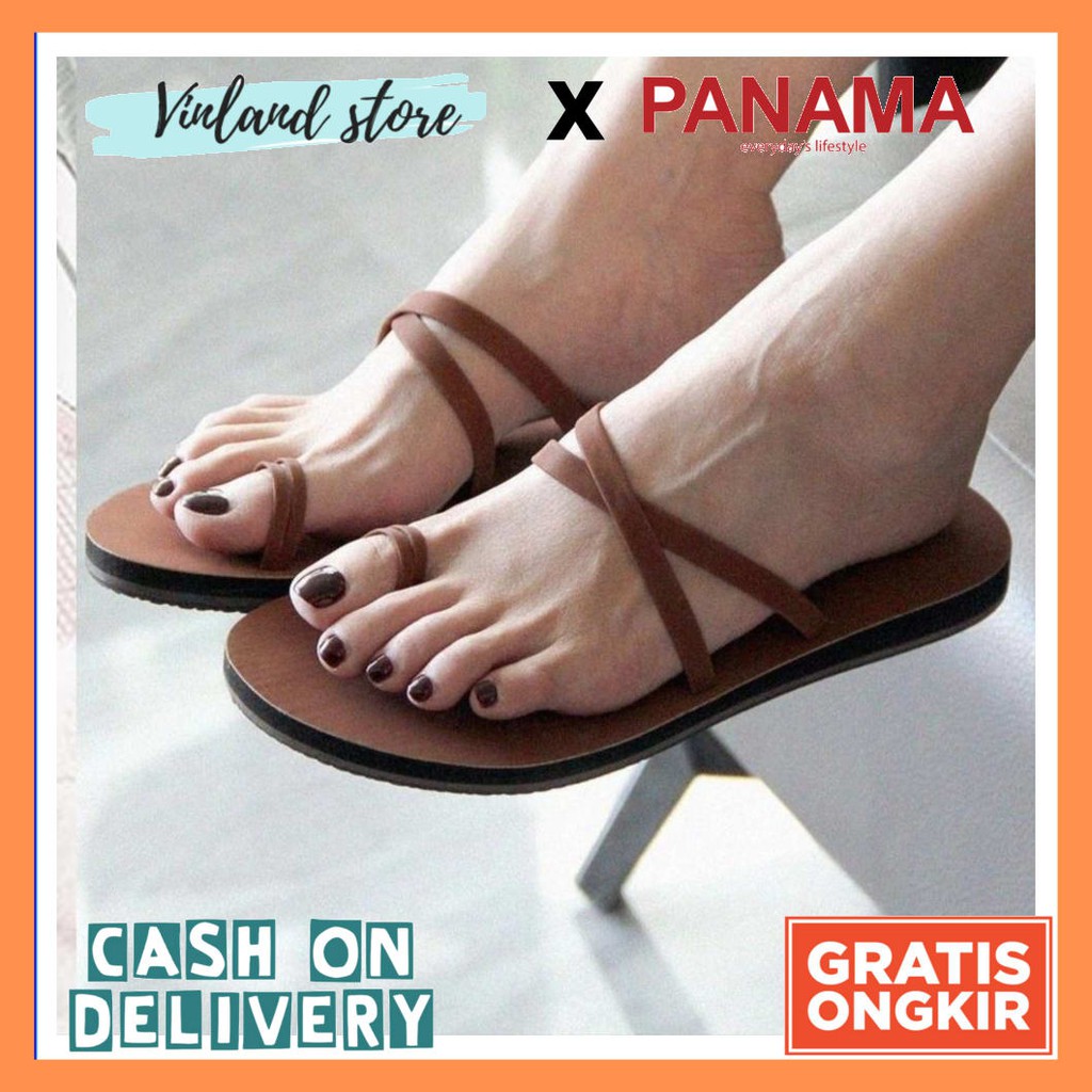 Panama Sandal ELLA Sendal Kulit Jepit Fashion Wanita Cewek