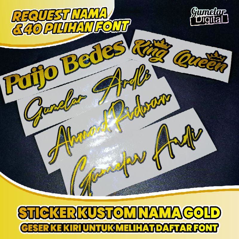 STIKER KUSTOM NAMA BEBAS GOLD