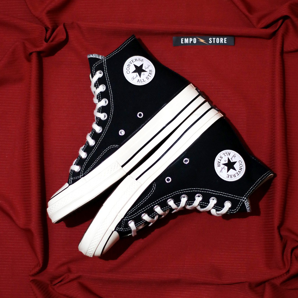 Converse All Star Chuck Taylor 70s Black White Hi Sepatu Kasual Sekolah Pria Wanita