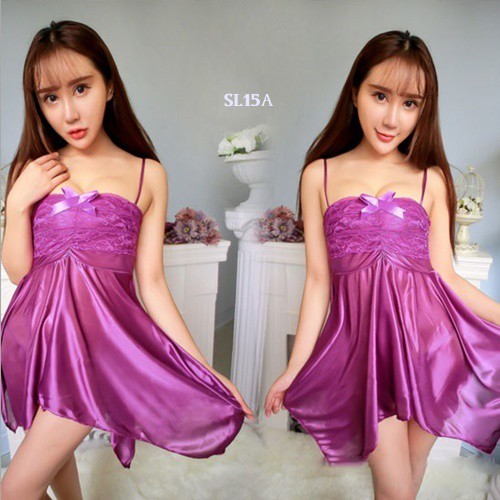 Lingerie Baju Tidur Wanita Set Premium Ungu Sl15A