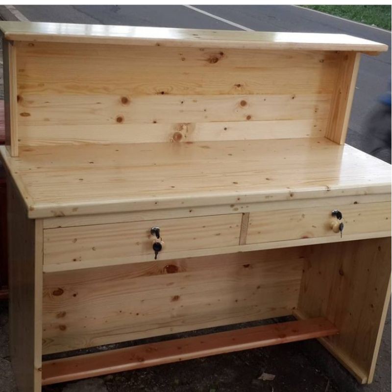 MEJA KASIR / MEJA KERJA KAYU JATI BELANDA