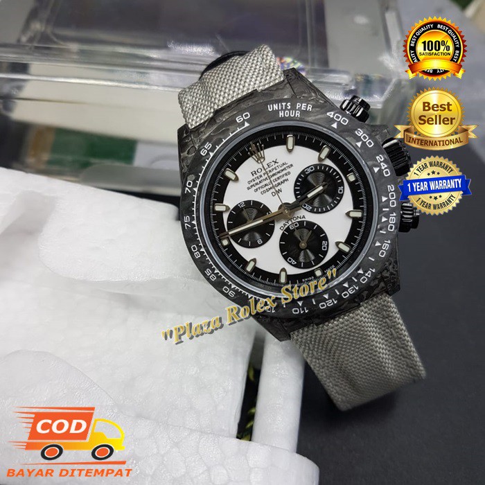 Jam Tangan Rolex Daytona White Panda Carbon Noob Version Swiss Eta 1.1 Garansi 1th