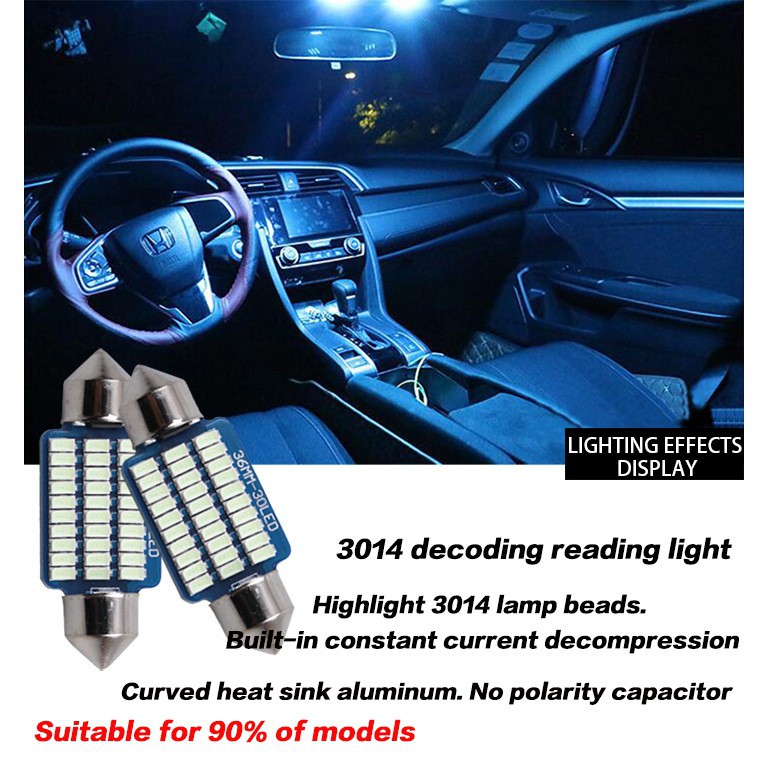 1pc】Car Interior LED Lamp Package Kit T10 &amp; 31mm 41mm Light Bulb Indoor light