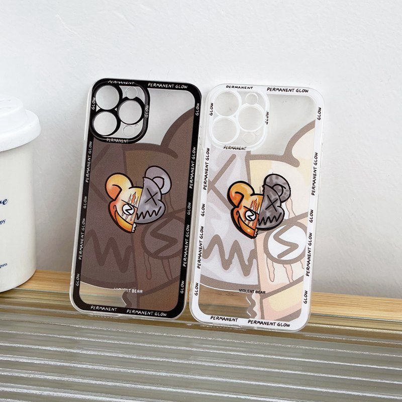 Splicing Violent Bear Soft Case iP iPhone 11 12 13 Pro Max 6 6S 7 8 + Plus X XR SE 2020 XS Max Casing