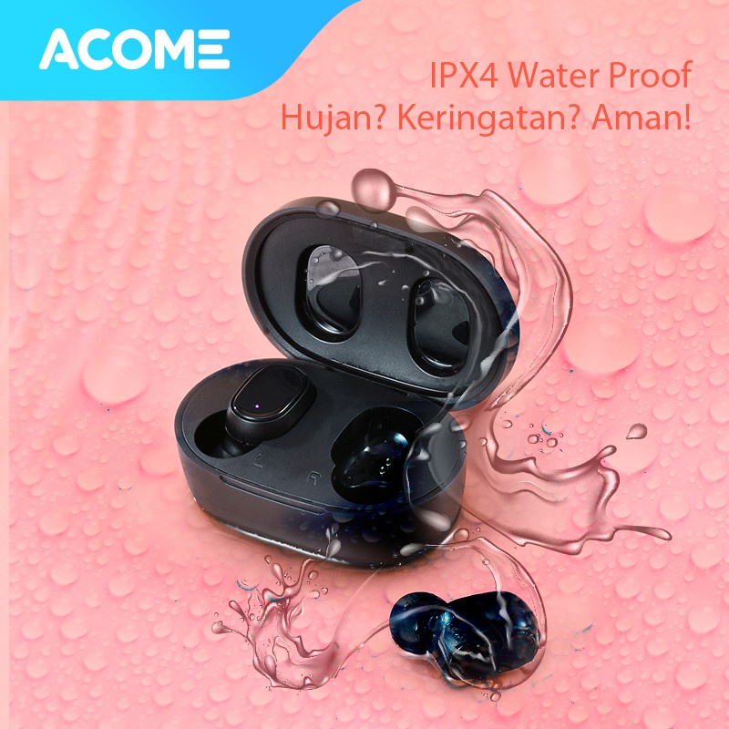 Acome Headset Earphone Bluetooth 5.0 TWS LED Garansi Resmi 1 Tahun Airdots T1