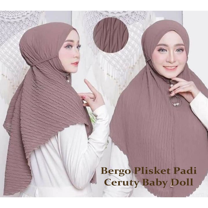 BIG SALE  - Hijab Bergo Maryam Plisket Padi Pad dan Non  Pad / Jilbab Instan Dewasa / Kerudung Bergo