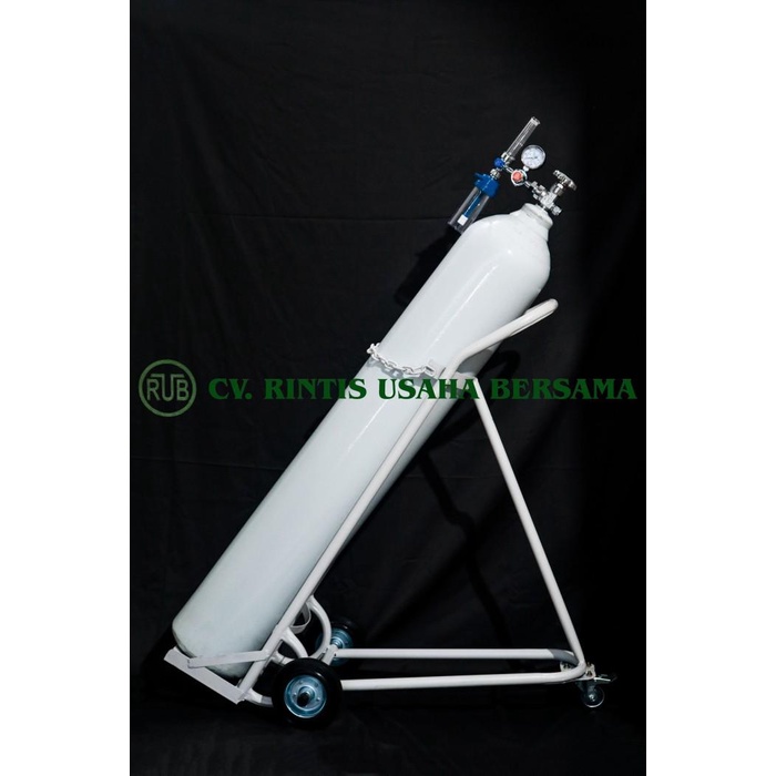 Regulator Tabung Oksigen 6M3 Lengkap (Tabung, Isi, Troly, Regulator, Dan Selang)
