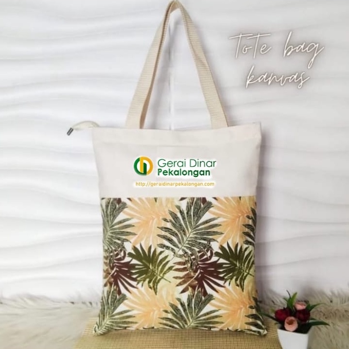 Tote Bag Kanvas Resleting Wanita model Totebag Aesthetic Vintage bahan Canvas polos dan kanvas motif bisa custom sablon utk seminar  gift dan souvenir pernikahan