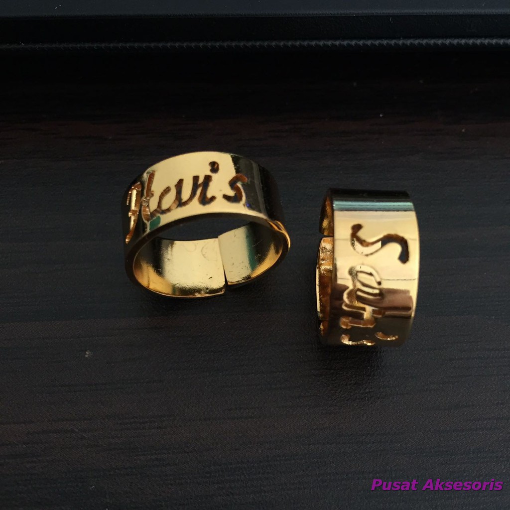 Cincin Couple Nama - Cincin sepasang lapis emas 24 karat