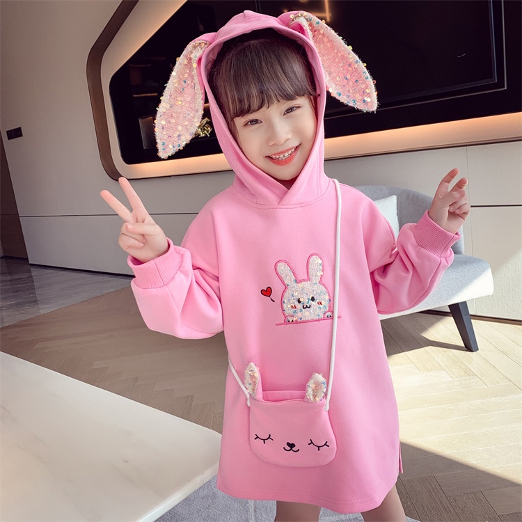 CHUBBI 125 Dress Anak Perempuan Hoodie Bunny Gliter