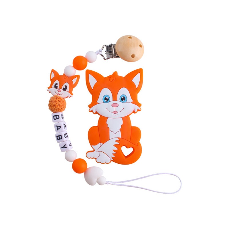 Mary 2pcs / Set Klip Rantai Holder Dot Empeng / Teether Bayi Bahan Silikon Motif Kartun Hewan